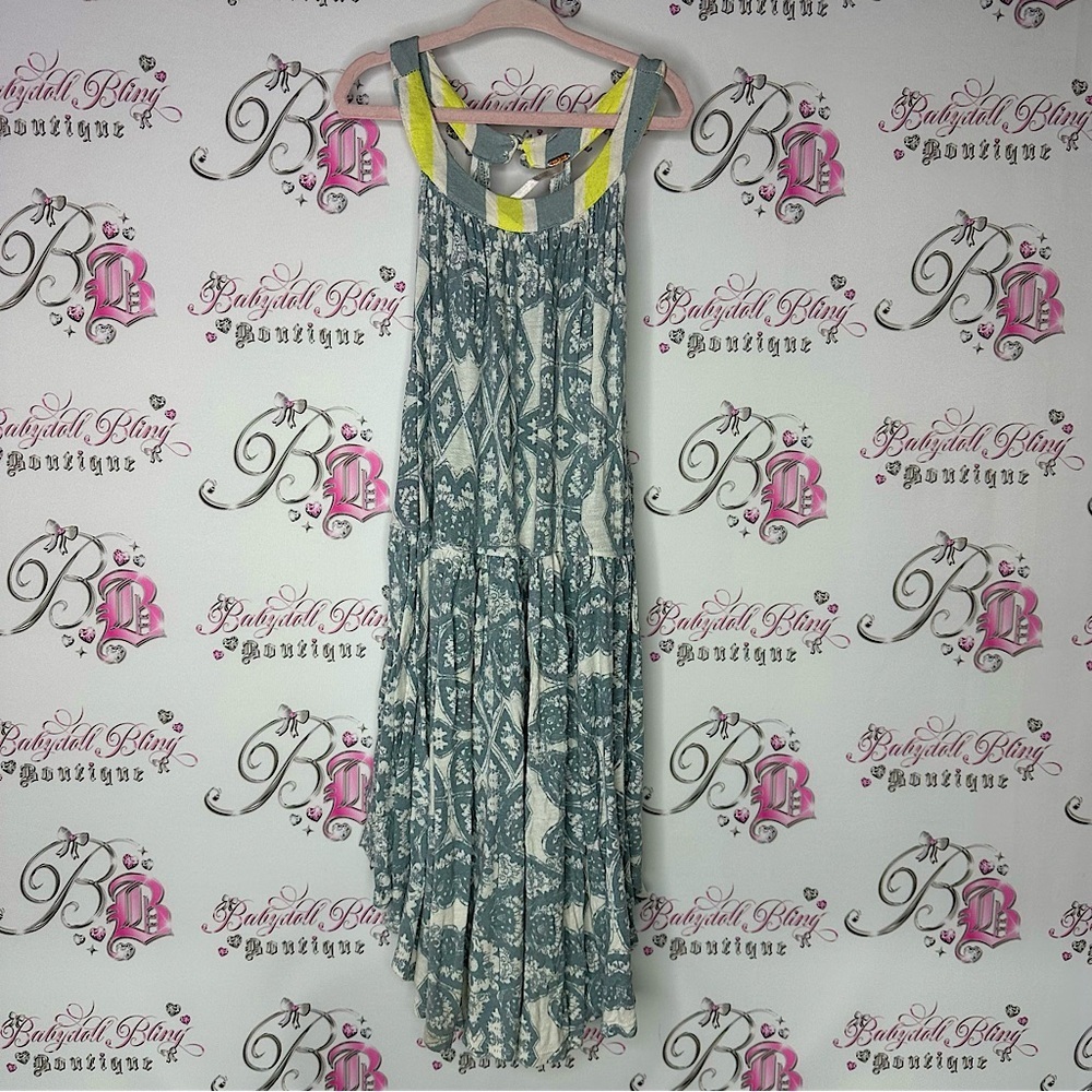 Free people dress halter mock neck green grey white paisley lace comfy MIMI ⭐️